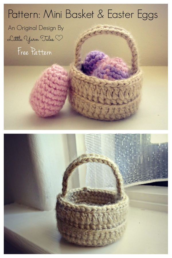 Mini basket and Easter eggs Free Crochet Patterns