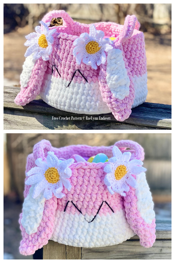 Daisy Bunny Basket Free Crochet Pattern