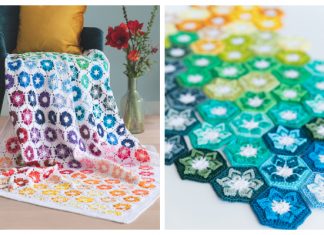 Flower Hexagon Blanket Free Crochet Patterns Flower Hexagon Blanket Free Crochet Patterns
