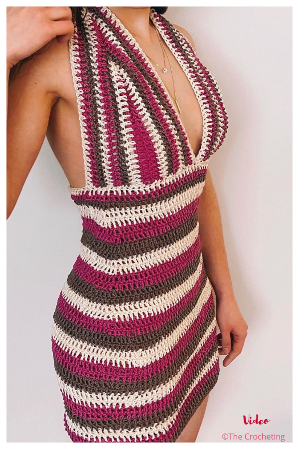 Halter Summer Dress Free Crochet Pattern + Video