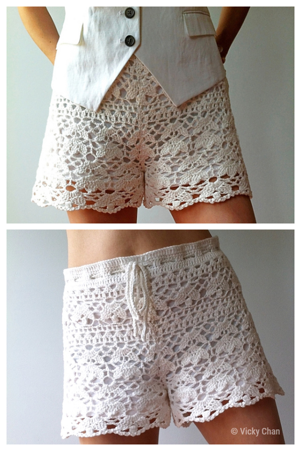 Women Floral Lace Shorts Crochet Patterns