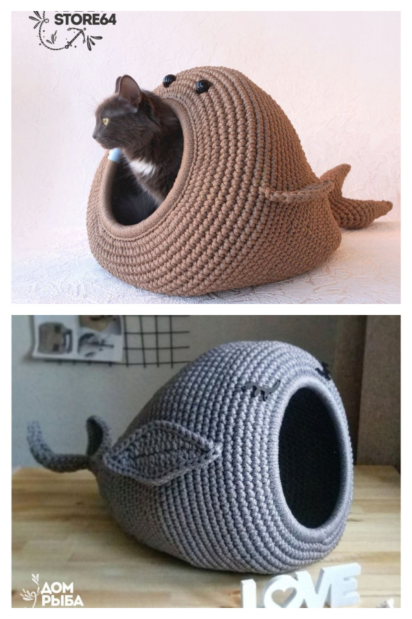 3D CAT BED Whale Crochet Patterns