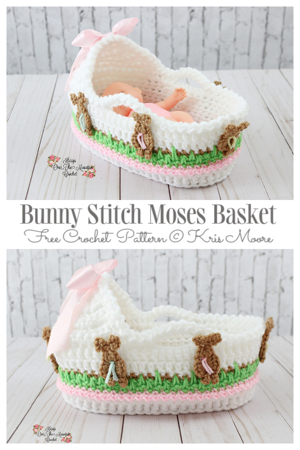 Bunny Stitch Moses Basket Free Crochet Patterns