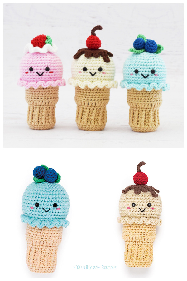 Crochet Summertime Ice Cream Cone Amigurumi Patterns