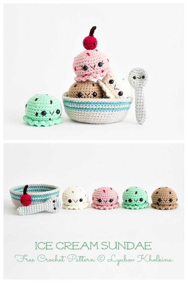 Crochet  Ice Cream Sundae Amigurumi Free Patterns