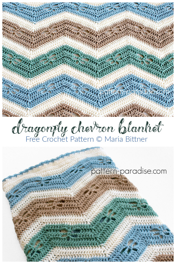 Dragonfly Chevron Blanket Free Crochet Patterns
