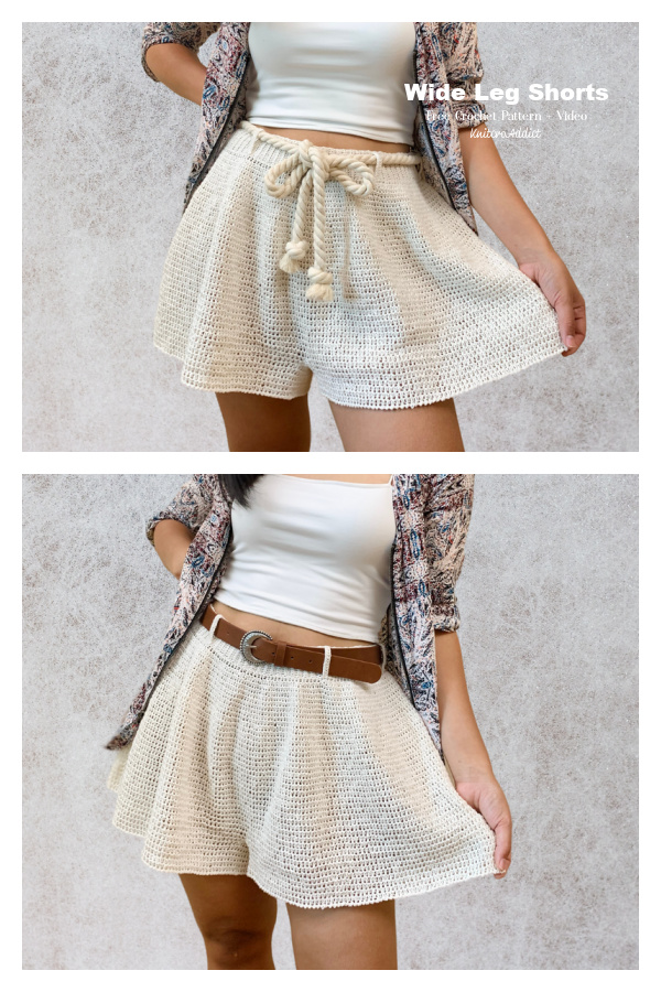 Women Summer Wind Leg Shorts Free Crochet Pattern and Video 