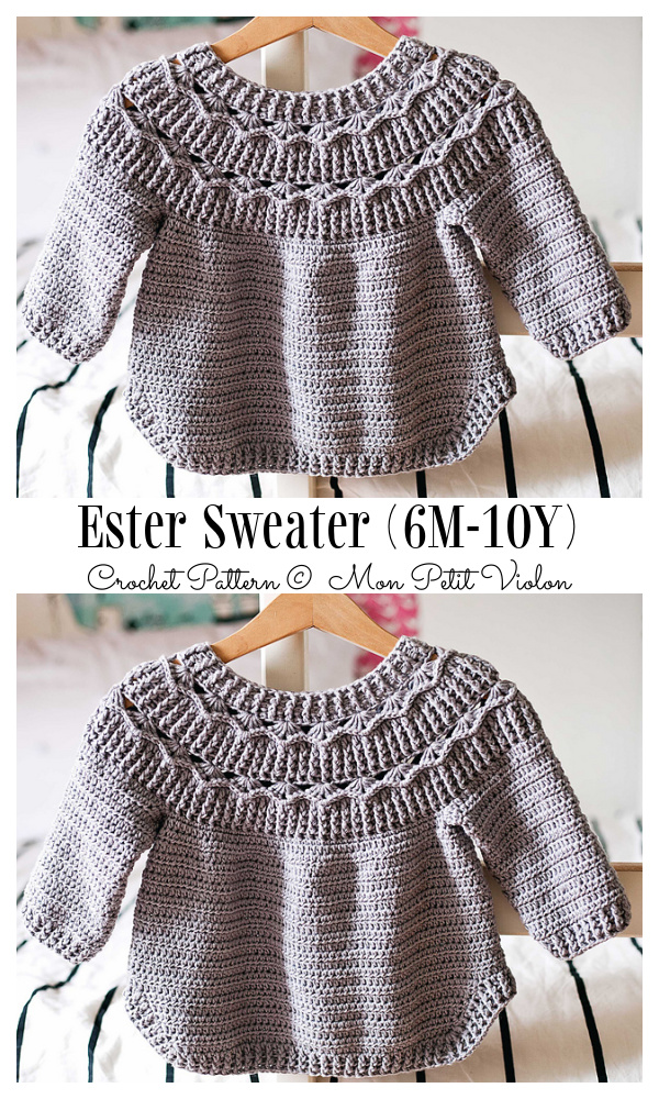 BabY&Kids Ester Sweater Pullover Crochet Patterns (6M-10Y)