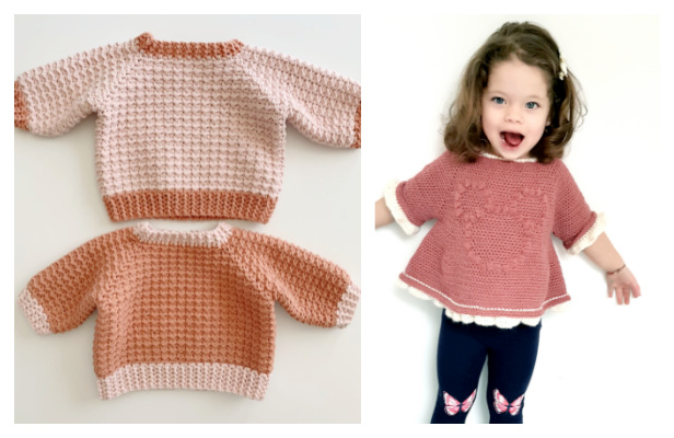 Even Moss Baby sweater Free Crochet Patterns