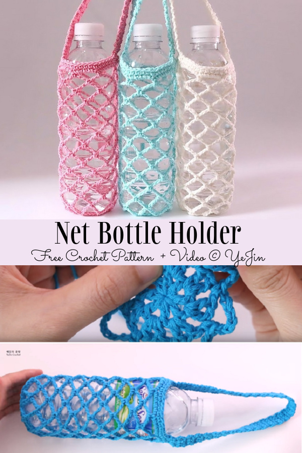 Easy Water Bottle Holder Free Crochet Patterns + Video