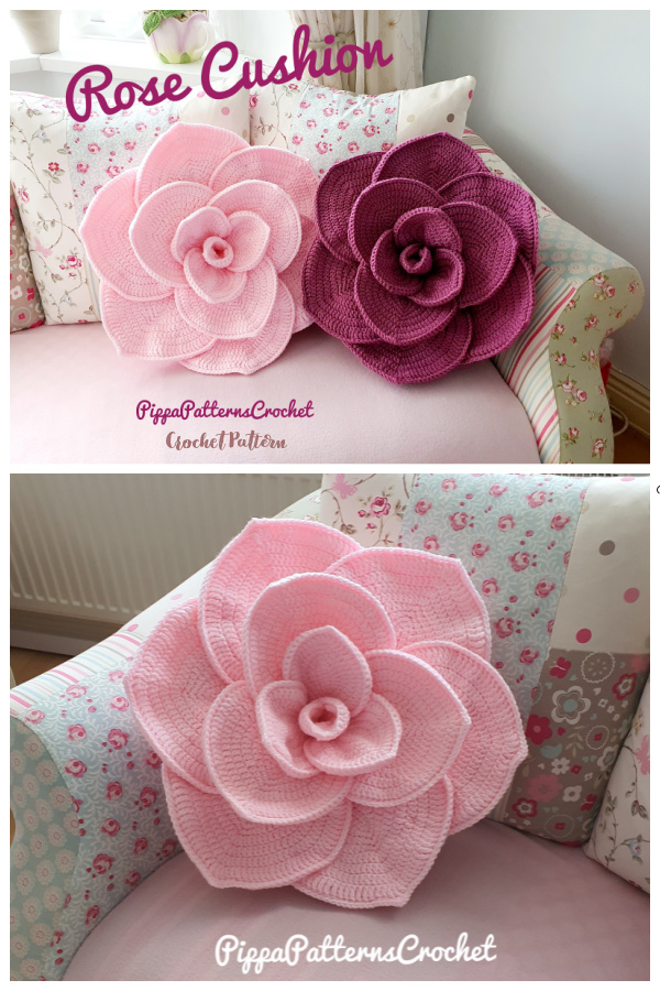 Flower Rose Cushion Crochet Patterns