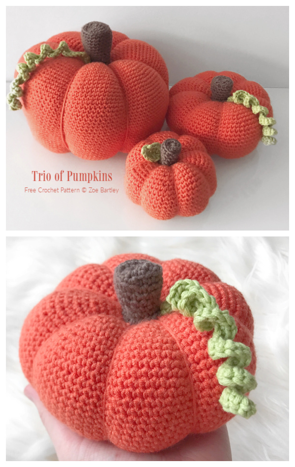 Amigurumi Trio of Pumpkins Free Crochet Patterns
