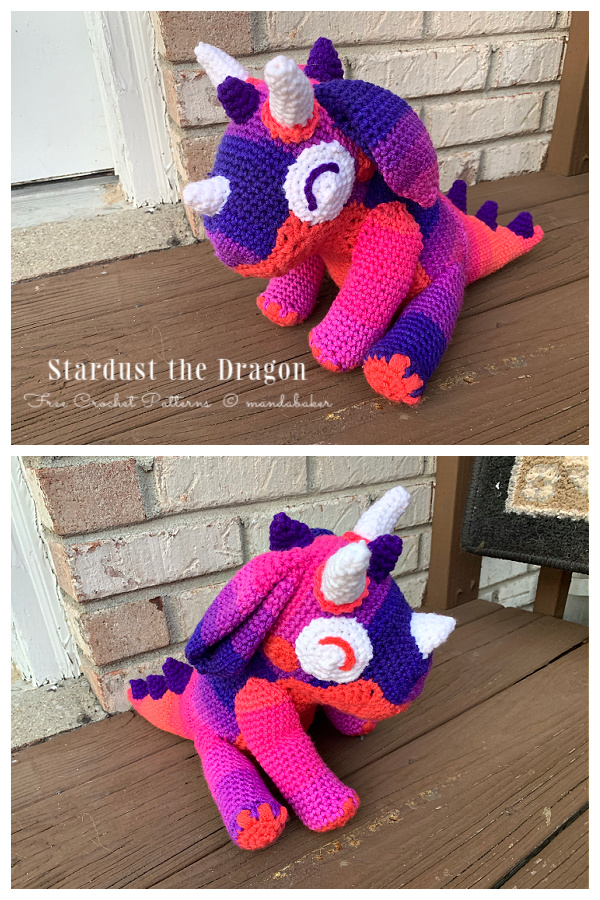 Crochet Stardust the Dragon Amigurumi Free Pattern