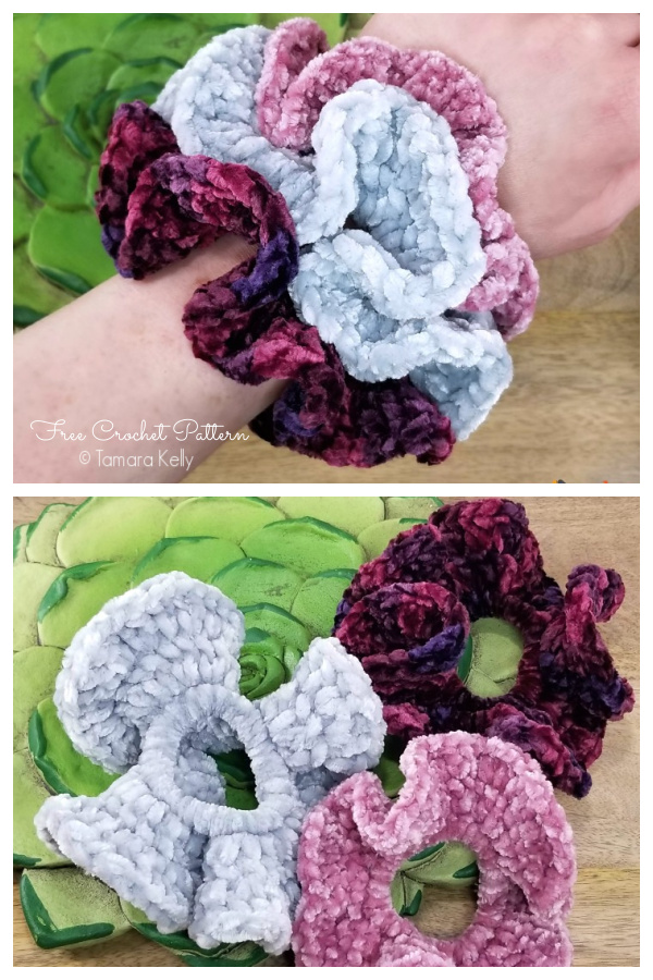 Hyperbolic Velvet Scrunchies Free Crochet Patterns 