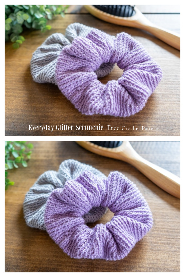 Everyday Glitter Hair Scrunchies Free Crochet Pattern 