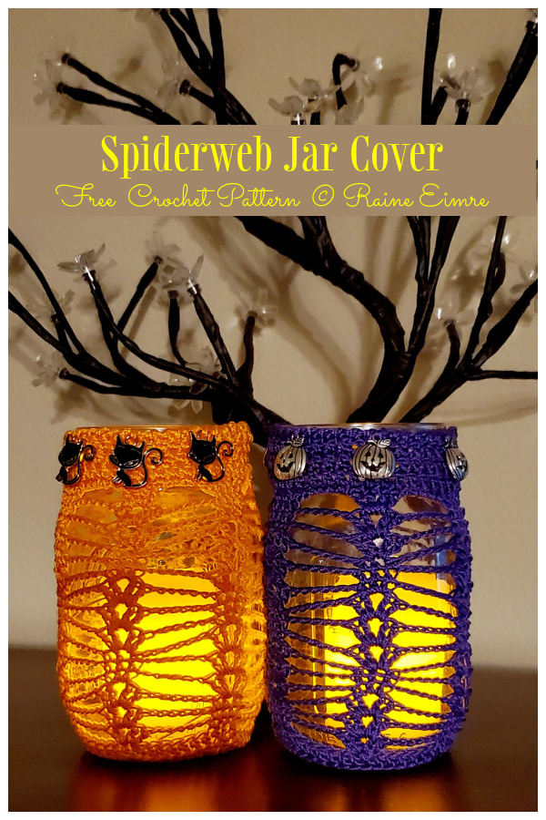 Halloween Spiderweb Jar Cover Free Crochet Patterns
