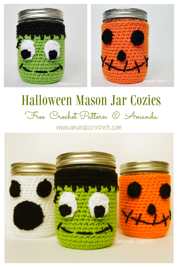 Halloween Mason Jar Cozies Free Crochet Patterns