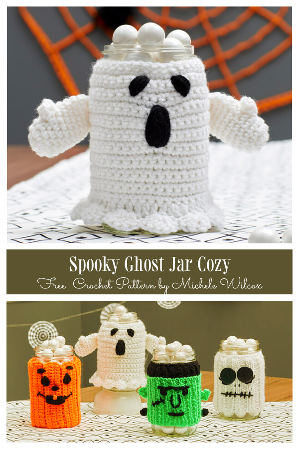 Halloween Spooky Ghost Jar Cozies Free Crochet Patterns