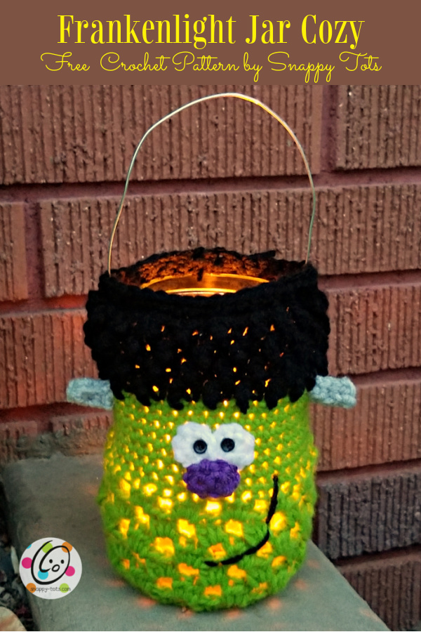 Halloween Frankenlight Jar Cozy Free Crochet Patterns
