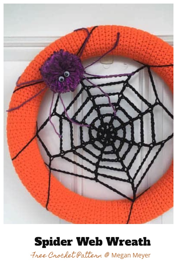Halloween Spider Web Wreath Free Crochet Patterns