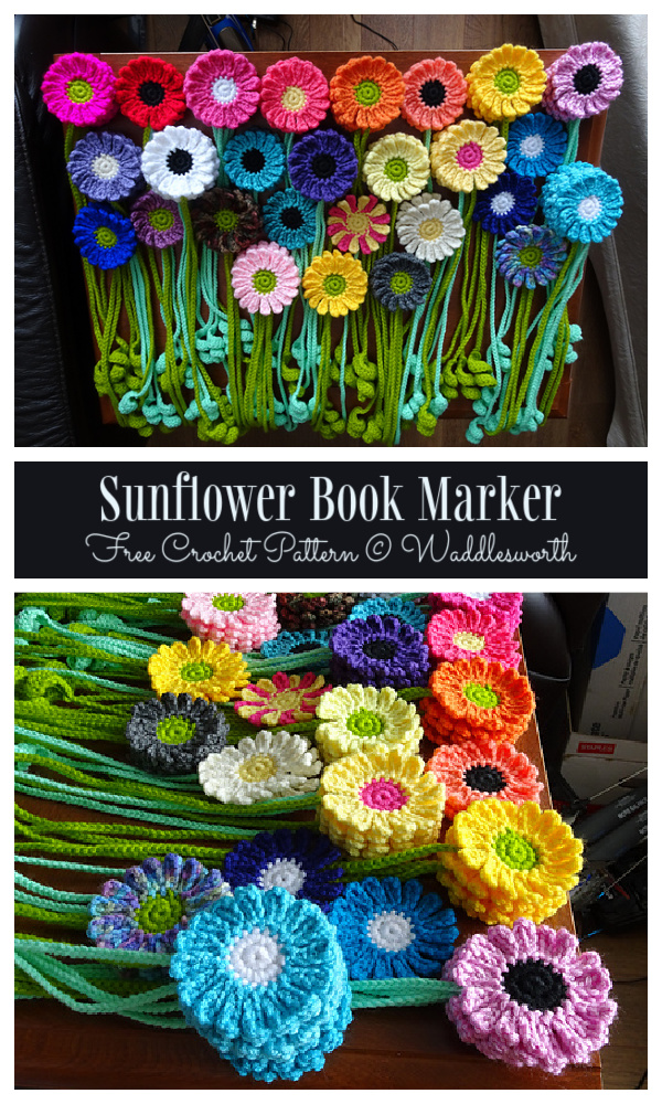 Sunflower Book Marker Free Crochet Patterns