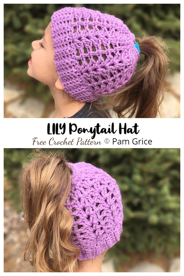 LILY Ponytail Hat Free Crochet Patterns
