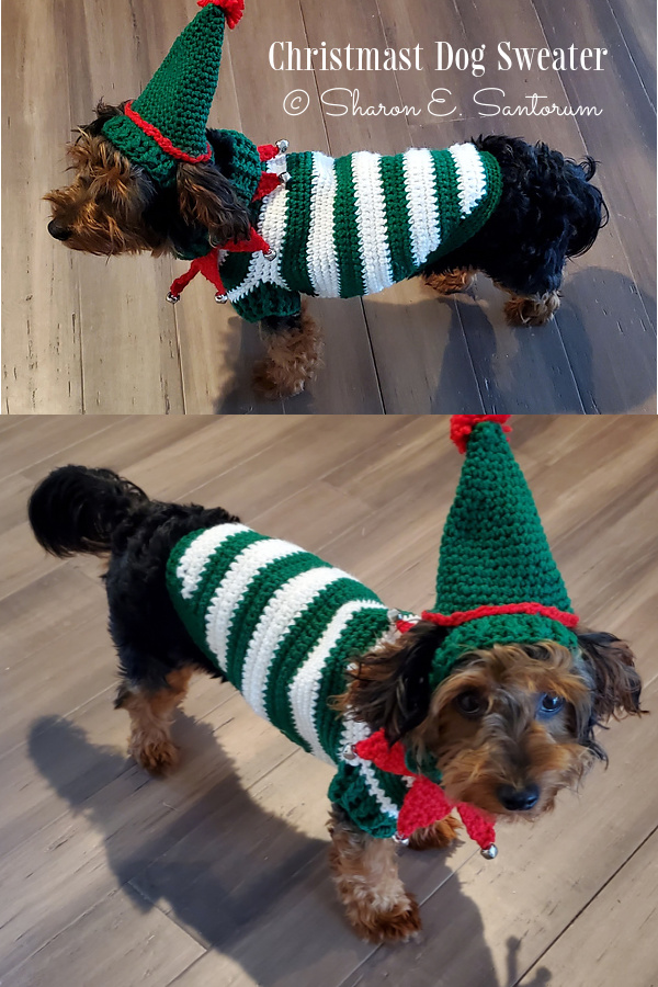 Elf Dog Costume Christmas Outfit Crochet Patterns