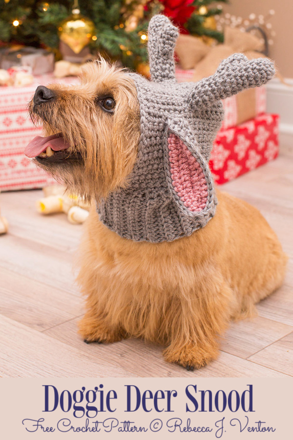 Christmas Doggie Deer Snood Free Crochet Patterns