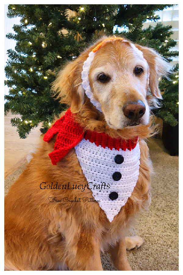 Snowman Christmas Dog Bandana and Headband Free Crochet Patterns