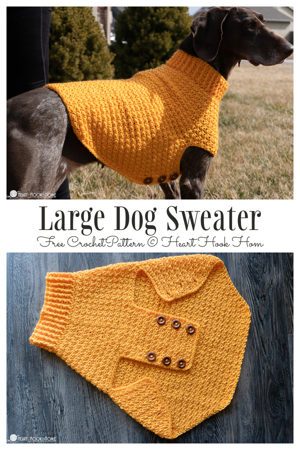 Suéter de perro con botones grandes Patrones de ganchillo gratis