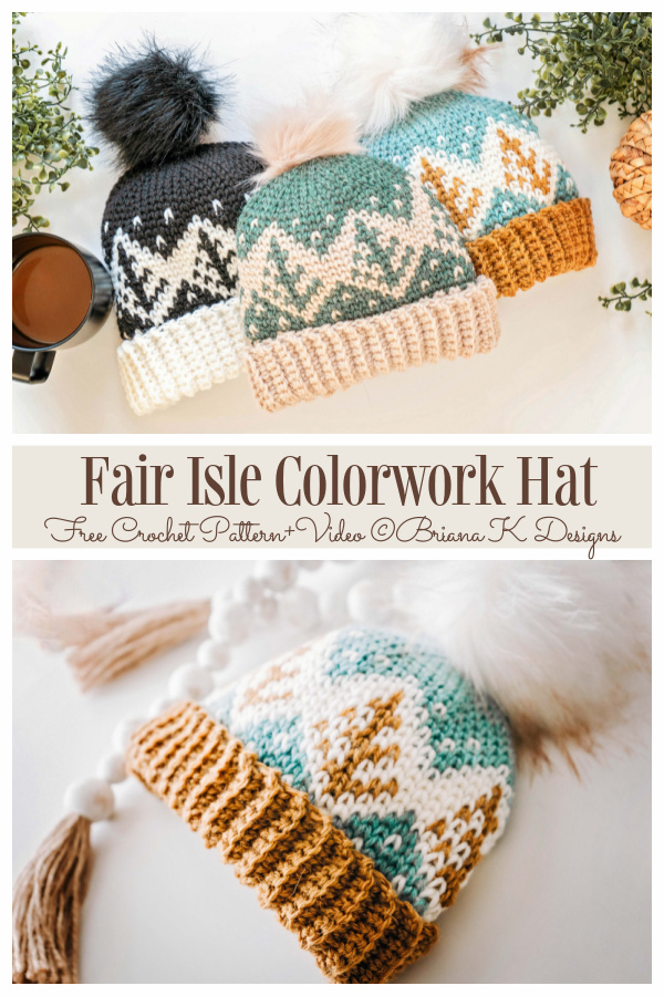 Fair Isle Colorwork Hat Free Crochet Patterns