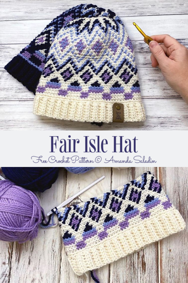 Sombreros Fair Isle Colorwork Patrones de ganchillo gratis