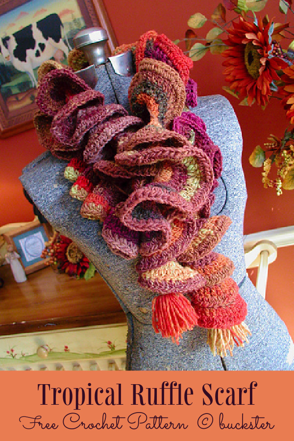 Tropical Ruffle Scarf Free Crochet Patterns