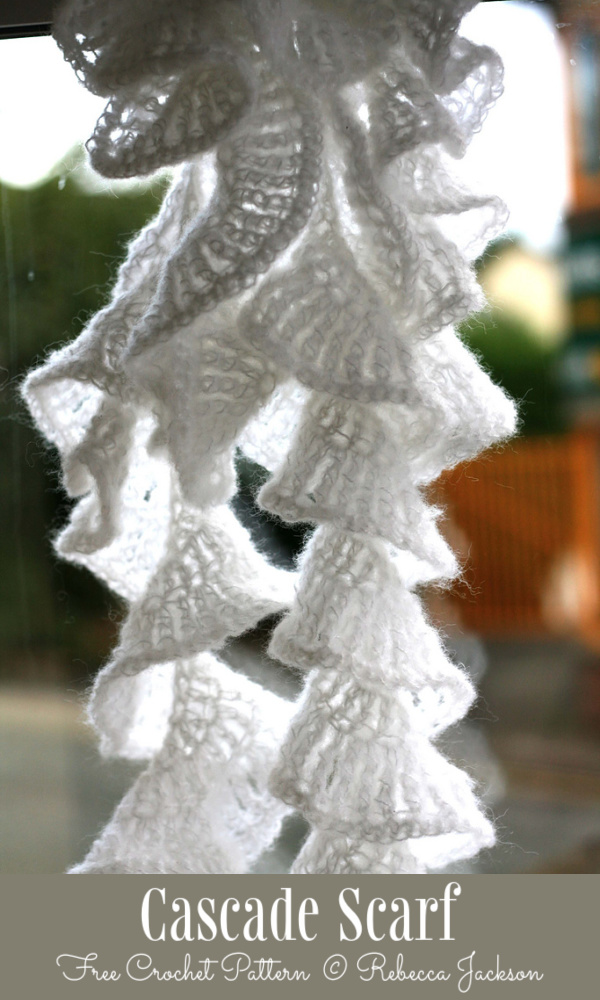 Ruffled Cascade Scarf Free Crochet Patterns