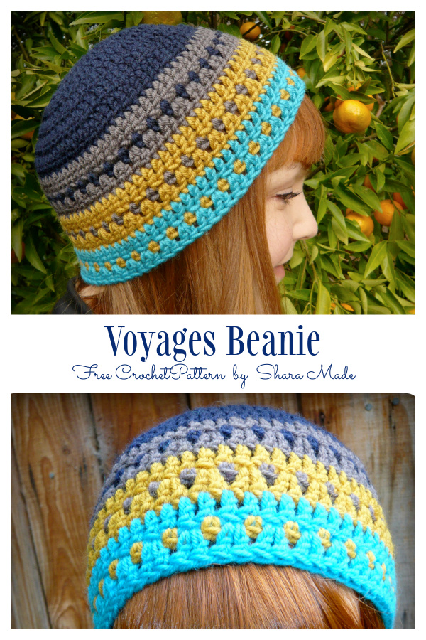 Voyages Beanie Scrap Yarn Hat Free Crochet Patterns