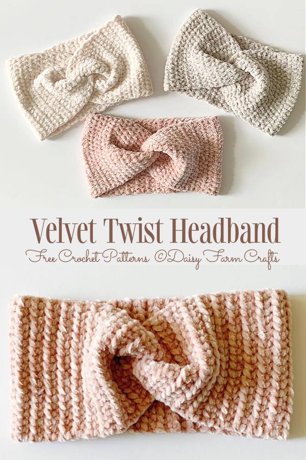 Easy Velvet Twist Headband Free Crochet Patterns