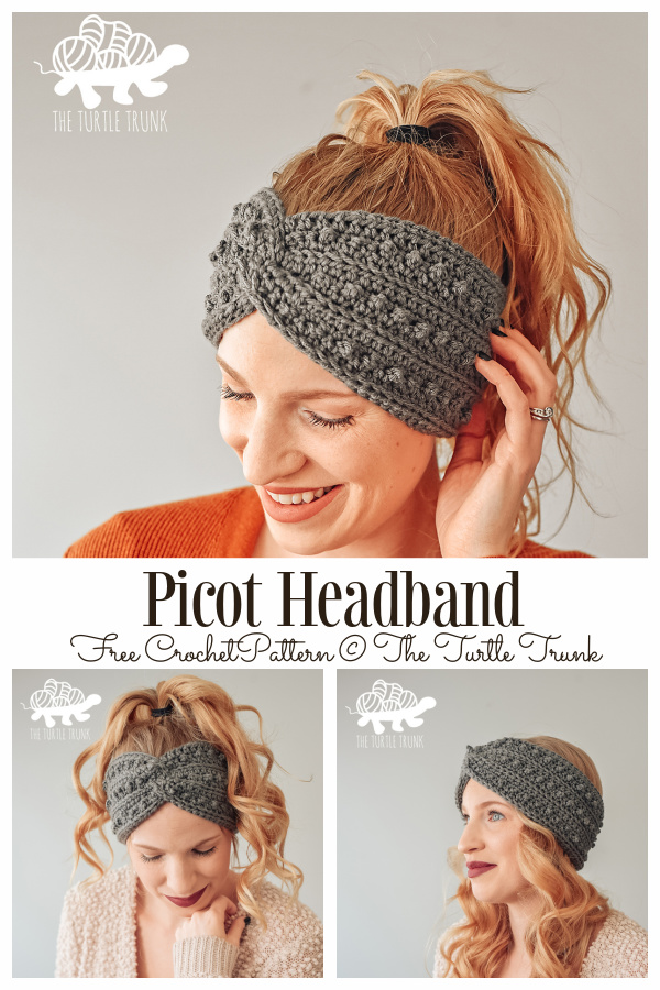Picot Headband Twisted Ear Warmer Headband Free Crochet Patterns