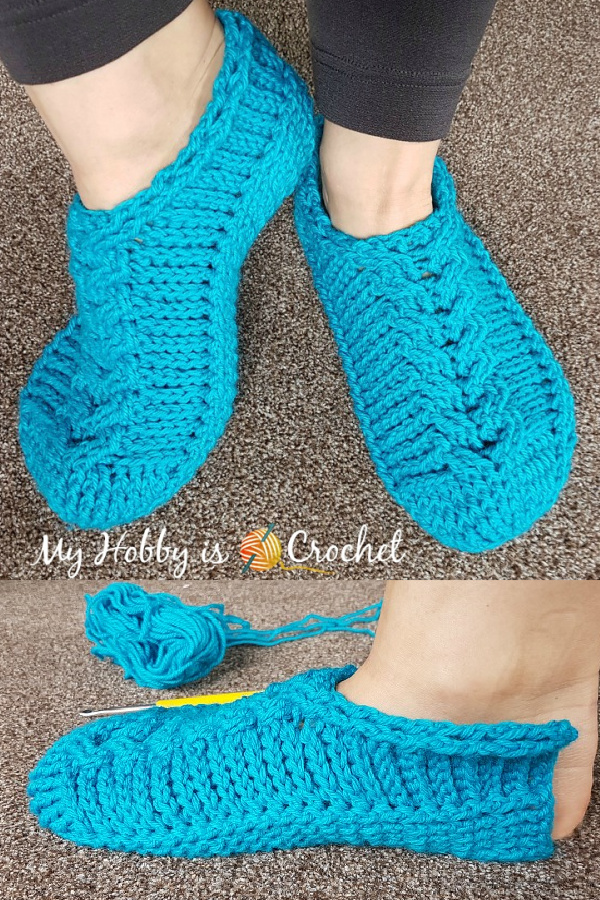 Chic Cable Slippers Free Crochet Patterns 
