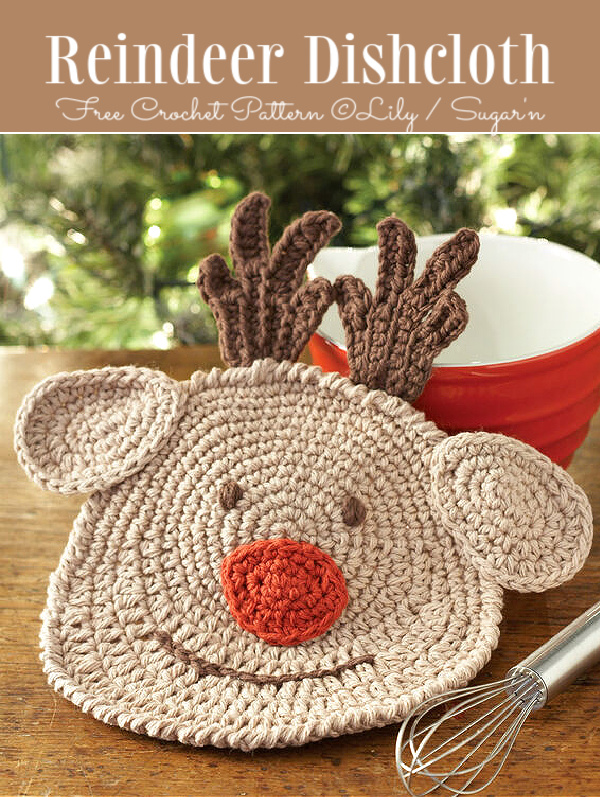 Christmas Reindeer Dishcloth Free Crochet Patterns