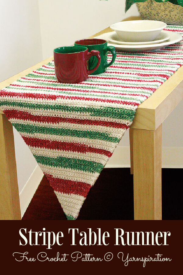 Christmas Stripe Table Runner Free Crochet Patterns