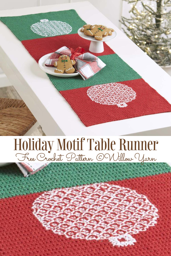 Holiday Motif Table Runner Free Crochet Patterns