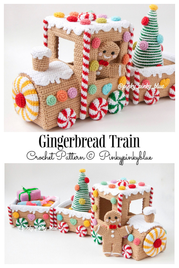 Crochet Christmas Gingerbread Train Amigurumi Patterns