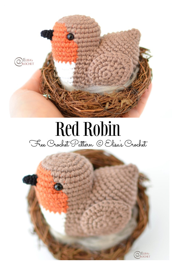 Crochet Red Robin Bird Amigurumi Free Patterns