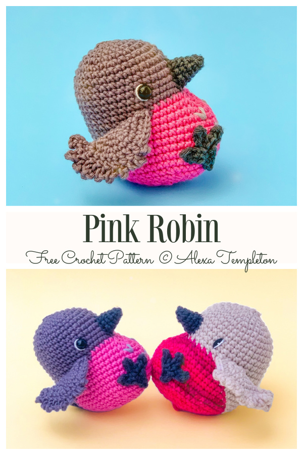 Crochet Pink Robin Bird Amigurumi Free Patterns