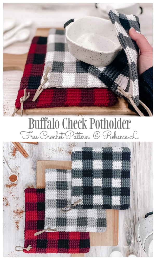 Double Thick Buffalo Check Potholder Free Crochet Patterns