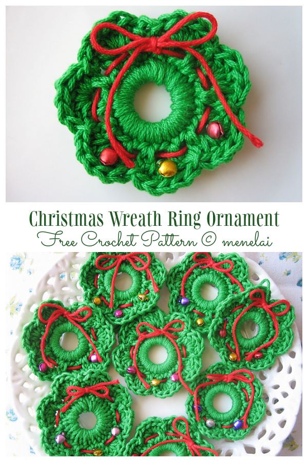 Christmas Wreath Ring Ornament Free Crochet Patterns