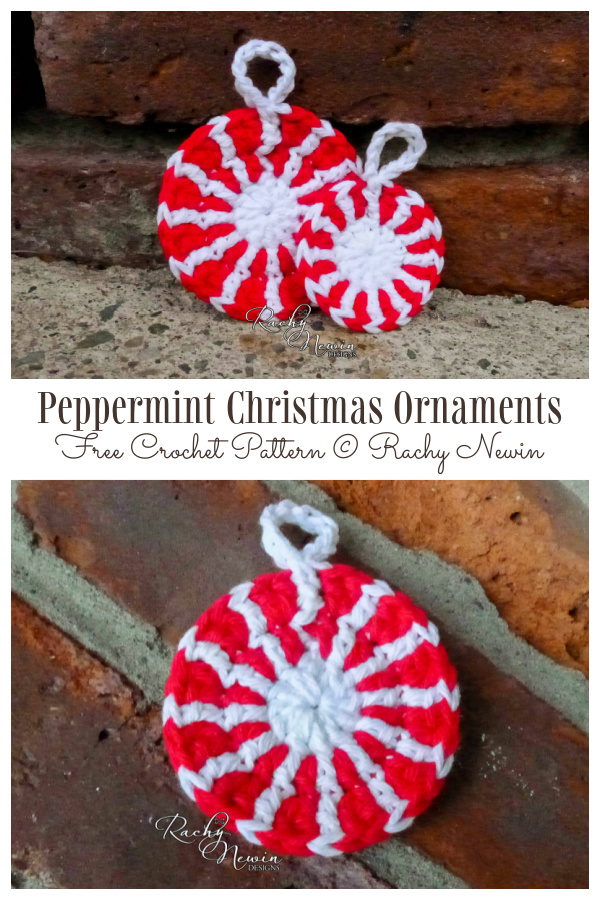 Peppermint Christmas Ornaments Free Crochet Patterns