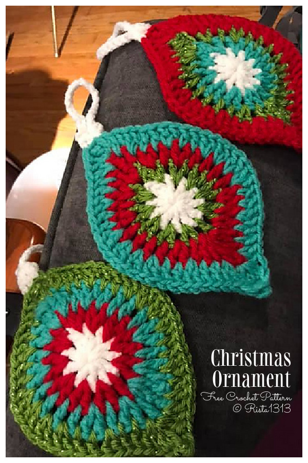 10-Min Scrappy Yarn Christmas Ornament Free Crochet Patterns