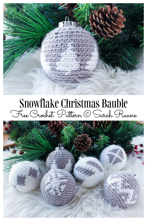 Snowflake Christmas Bauble Ornament Free Crochet Patterns 