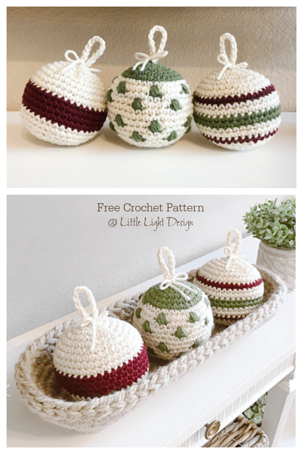 Cute Christmas Ornament Balls Set Free Crochet Patterns